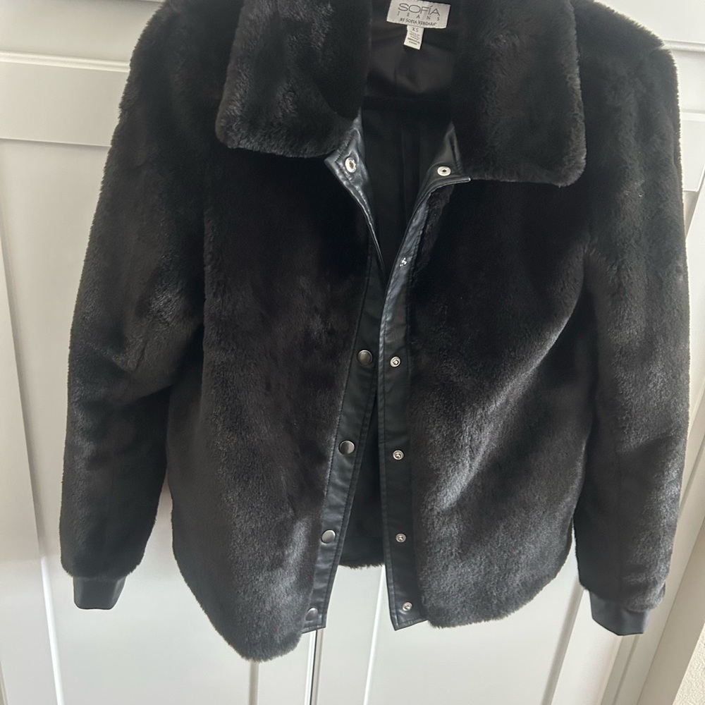 Sofia by Sofia Vergara Black Teddy Jacket